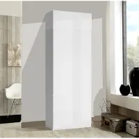 Extom Armoire de chambre à coucher, élément supérieur 91 cm, blanc mat / blanc brillant