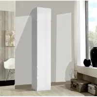 Extom Armoire de chambre à coucher avec élément supérieur de 46 cm, blanc mat / blanc brillant