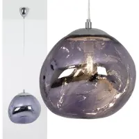 Alpinaluz Suspension design moderne avec grand abat-jour en verre métallisé violet irrégulier, douille E27 "Melti", D360 mm