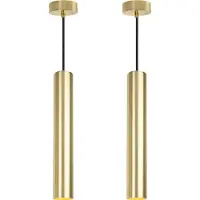 Alpinaluz lot de 2 suspensions modernes et minimalistes en aluminium doré en forme de tube de 40 cm de long avec douille GU10, réglables en hauteur