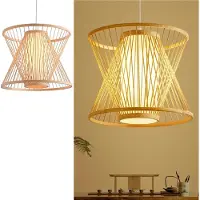 Alpinaluz Suspension « Hinata » – Style oriental artisanal à double couche, rosace et câble blanc, E27