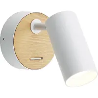 Alpinaluz Applique LED rétro design industriel en acier/aluminium blanc avec bois, spot orientable avec interrupteur "PORTO" GU10
