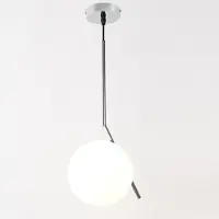 Alpinaluz "MOON" suspension Ø18cm verre opalin E27, design minimaliste en argent brillant pour les intérieurs design et modernes