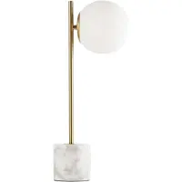 Alpinaluz Lampe de table avec socle en marbre et boule de cristal opaque et métal doré "Åsa" - Élégance minimaliste et nordique, E27