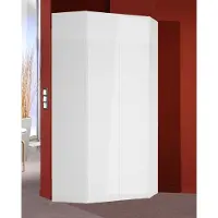 Extom Armoire d'angle pour chambre à coucher, élément supérieur 121 x 121 cm, blanc mat / blanc brillant