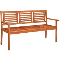 vidaXL banc de jardin 3 places avec support 150 cm en bois massif d'eucalyptus