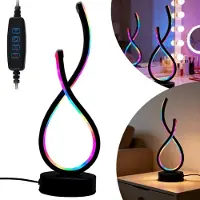 COOAU Lampe de chevet LED, lampe de table à 36 modes de couleur RGB - Lampe de table pour salon avec câble, lampe de bureau en forme de spirale, veilleuse pour chambre à coucher