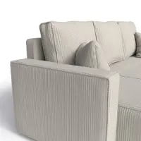 QLA Möbel Canapé d'angle Madrid avec fonction sommeil, canapé avec coffre de lit, canapé de salon, canapé, sofa, canapé-lit. Couleur : Beige