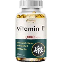 Xemenry Vitamine E 1000IU (120 gélules) Complément alimentaire, anti-âge, cheveux, peau, ongles, yeux, système immunitaire