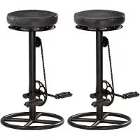 Prolenta Maison Exclusive - Lot de 2 tabourets de bar, noir, en cuir de chèvre véritable