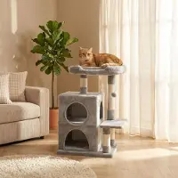 Belviona Arbre à chat avec 2 niches et une balle, arbre à chat de 80 cm avec sisal et une plate-forme de repos