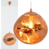 Alpinaluz Suspension design moderne avec grand abat-jour en verre rose métallique irrégulier, douille E27 "Melti", D360 mm