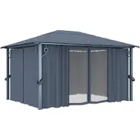 Syfax Tonnelle avec rideau 400x300 cm Anthracite Aluminium
