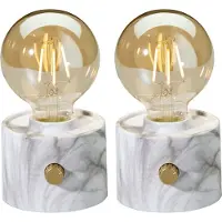 Northpoint Ampoule vintage à batterie Edison Lampe de table LED USB-C à intensité variable avec interrupteur rotatif – décoration moderne 2x marbre