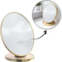 ECarla Flamenco Mystique Miroir cosmétique en bois ovale sur pied avec cadre doré 15 x 20 cm L18