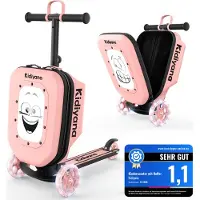 Kidiyana Trottinette rose - trottinette pliable avec roues LED & guidon réglable en hauteur, légère & stable à partir de 2 ans