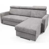 LIKMA Canapé d’angle Mako 213x165 cm Beige Froid Convertible Couchage 190x125 cm Coffre de Rangement Appuie-tête Réglables Canapé 3 Places