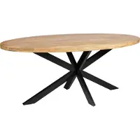 Zita Home Table à manger ovale 190cm vrai bois massif avec structure en métal