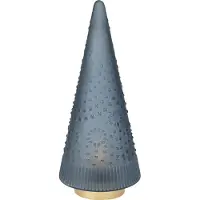 H&L Arbre de Noël en verre avec LED, 37cm, bleu