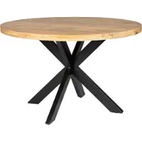 Zita Home Table de salle à manger 120cm ronde en bois massif véritable avec structure métallique