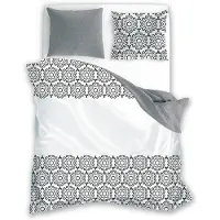 Faro Linge de lit en coton 160x200 Glamour 017 gris et blanc ornement 01