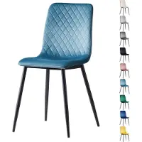 Mcc Chaise de salle à manger LEXI (lot de 2), recouverte de velours & pieds en métal, chaise design, bleu clair
