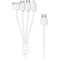 XLayer Câble Octopus 4-en-1, câble de recharge multi-USB, 0,38 m, blanc