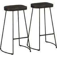 Syfax Tabourets de bar lot de 2 noir 45x40x78 cm bois manguier massif