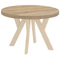 Dekori.Interiors Table ronde à rallonges pour la salle à manger, PERO, style loft, scandinave, diamètre : 110 / 160 cm, Couleur : Chêne Sonoma