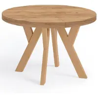 Dekori.Interiors Table ronde à rallonges pour salle à manger, PERO, style loft, scandinave, diamètre : 110 / 160 cm, couleur : chêne Craft Golden
