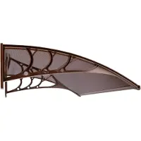 Springos Auvent pour Porte d'Entrée - - 80x120cm - Aluminium - Polycarbonate - Marron