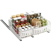 OEM Étagère de cuisine, système coulissant réglable, structure en acier résistante, blanc, lot de 2