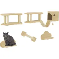 SUGIFT : Étagères murales, étagères au plafond, étagères d'escalade, en peluche et en sisal, couleur beige