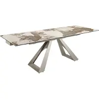 Angel Cerdá Table de salle à manger rectangulaire extensible en marbre porcelaine et acier taupe 1117