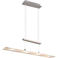 REALITY IMPORT Suspension LED MILOS, nuances d'argent, 5 W, blanc chaud, 550 lm, verre, dimensions : 170 x 80 x 12 cm, IP20, RL
