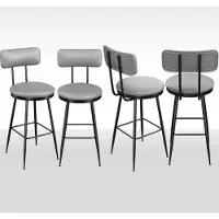 StarTech.com Tabourets de bar - Lot de 4 - Avec dossier - Repose-pieds - Assise rembourrée en similicuir - Structure métallique - Design moderne - Gris