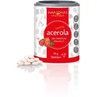 Amazonas Naturprodukte Handels Gmbh AMAZONAS Acerola Vitamine C sans sucre ajouté pastilles à sucer, 70 g de bonbons