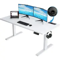 OEM Bureau réglable en hauteur,électrique, port USB intégré, blanc - 140 × 60 × 116 cm