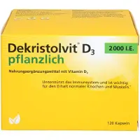 Hübner Naturarzneimittel GmbH Dekristolvit D3 2000 U.I. gélules végétales renforce le système immunitaire et contribue au maintien d'une ossature et d'une musculature normales, 120 gélules