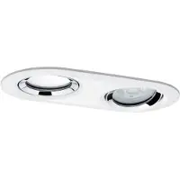 Paulmann Ensemble de spots encastrables Nova IP65 de , pivotants, ovales, LED, 2 x 7W, 230V, culot GU10, diamètre 51mm, couleur blanche avec détails chromés/alu