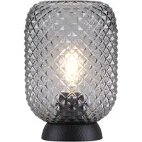JUST LIGHT Lampe de table, noir, verre strié fumé, H 22,5 cm