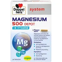 Queisser Pharma GmbH & Co. KG Doppelherz System Magnesium 500 Depot Comprimés pour les muscles et le système nerveux, 30 comprimés
