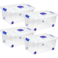 OEM Boîte de rangement, capacité de 36 L, empilable, lot de 4 boîtes de 36 L (59 x 40 x 25 cm)
