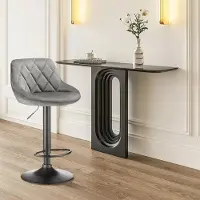 StarTech.com Tabourets de bar - Lot de 2 - Réglables en hauteur - Pivotants à 360° - Rembourrage en velours - Dossier et repose-pieds - Structure en métal - Gris
