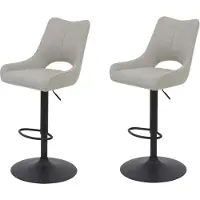 Hela Tische, Set de 2 tabourets de bar Rockport, Revêtement Tissu Beige, Piètement pivotant 360° ; Réglable en hauteur par vérin à gaz, Découpe dans le dossier, charge max. 120kg