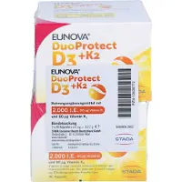 STADA Consumer Health Deutschland GmbH EUNOVA DuoProtect D3 + K2 2000 UI / 80 UG pour le fonctionnement normal du système immunitaire et le maintien d'une ossature normale, 180 gélules