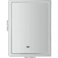 StarTech.com Miroir de salle de bain à LED - Miroir mural rectangulaire 50 x 70 cm - Réglage de l'intensité par effleurement - Anti-buée - Horloge et affichage de la température - IP54 - Prise UE - Argent