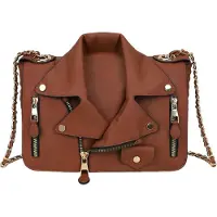 Gallantry Paris Gallantry, sac à bandoulière pour femme, modèle Perfecto avec chaîne Sky Rider, marron