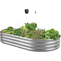 StarTech.com Jardinière surélevée en métal - Jardinière ovale pour plantes et légumes 180 x 90 x 29 cm - Fond ouvert - Bords arrondis - Pour légumes, fleurs, herbes aromatiques et plantes succulentes