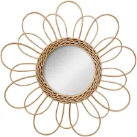Atmosphera Miroir fleur Cayetana en rotin - diamètre 38 cm